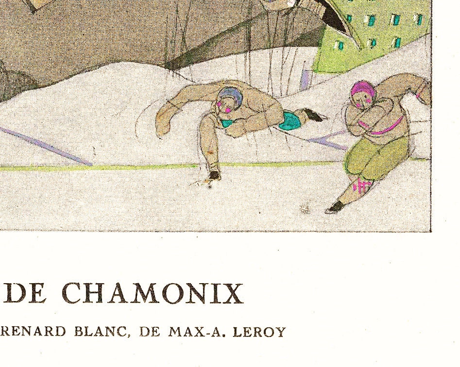 Moda de patinaje francesa de época | La belleza de Chamonix | Ilustración de moda de los años 20 | Arte art déco | Impresión artística giclée | Regalo ecológico