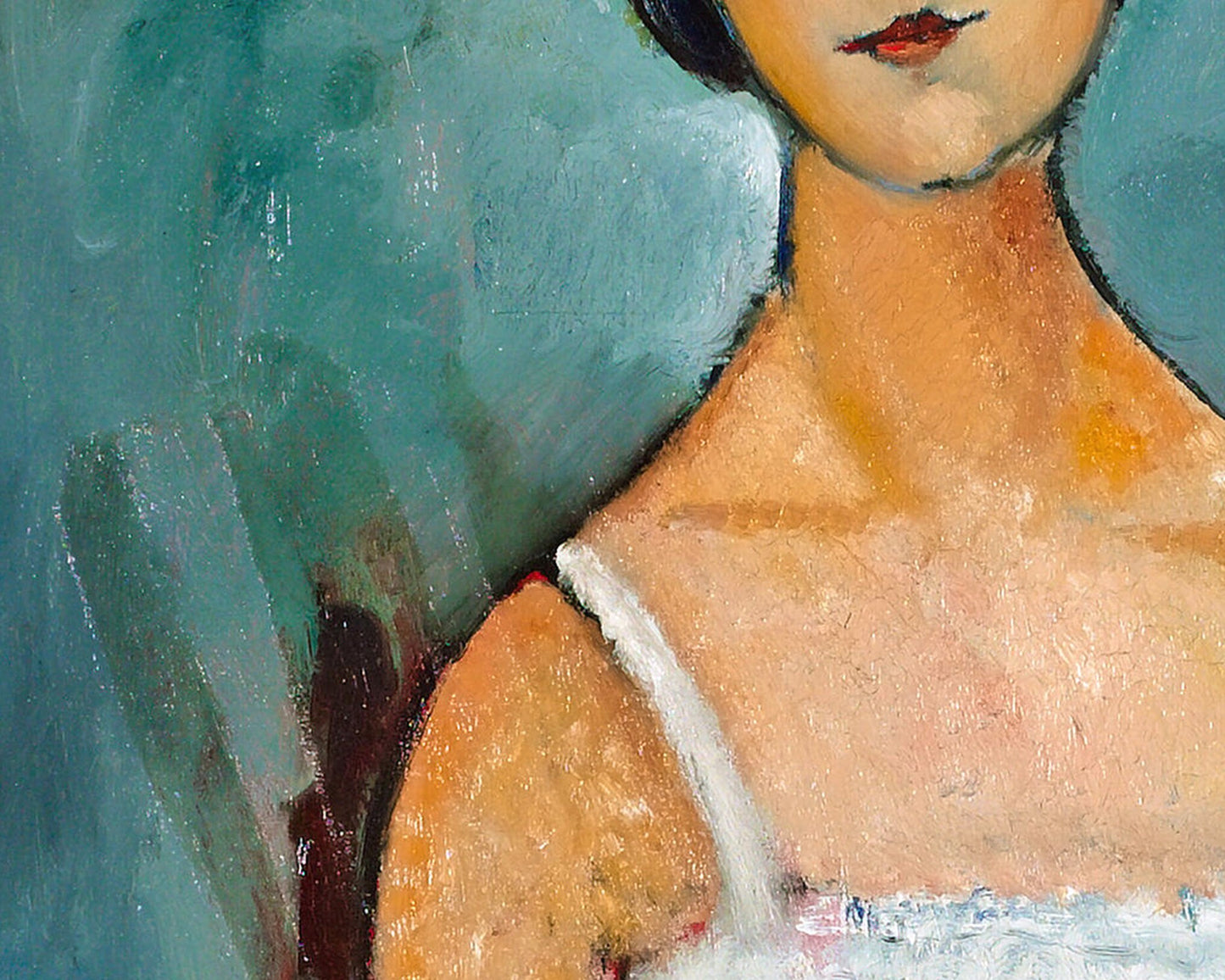 Retrato de mujer morena | Christina de Amedeo Modigliani | Pintura expresionista | Arte mural vintage moderno | Se adapta a un marco estándar