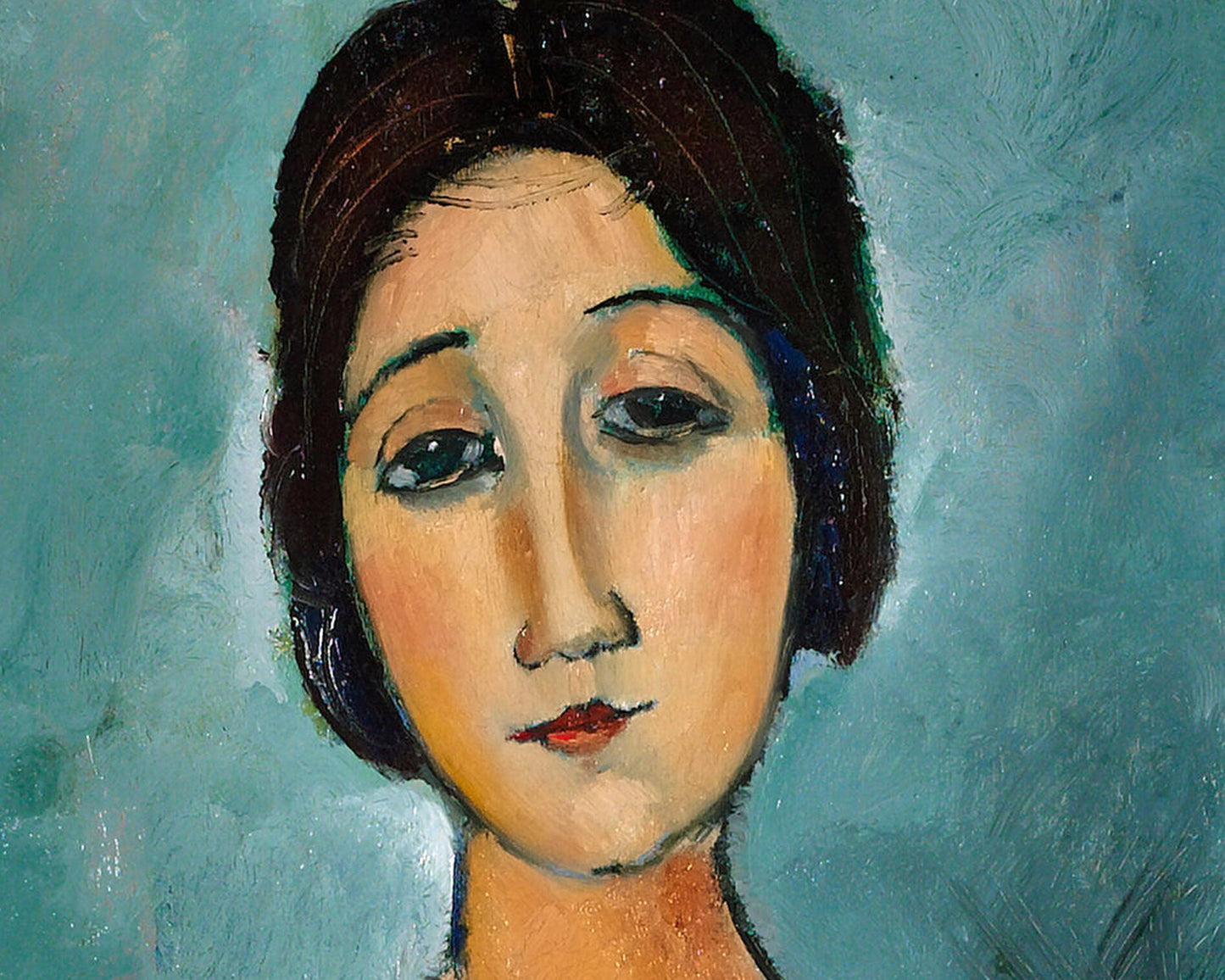 Retrato de mujer morena | Christina de Amedeo Modigliani | Pintura expresionista | Arte mural vintage moderno | Se adapta a un marco estándar