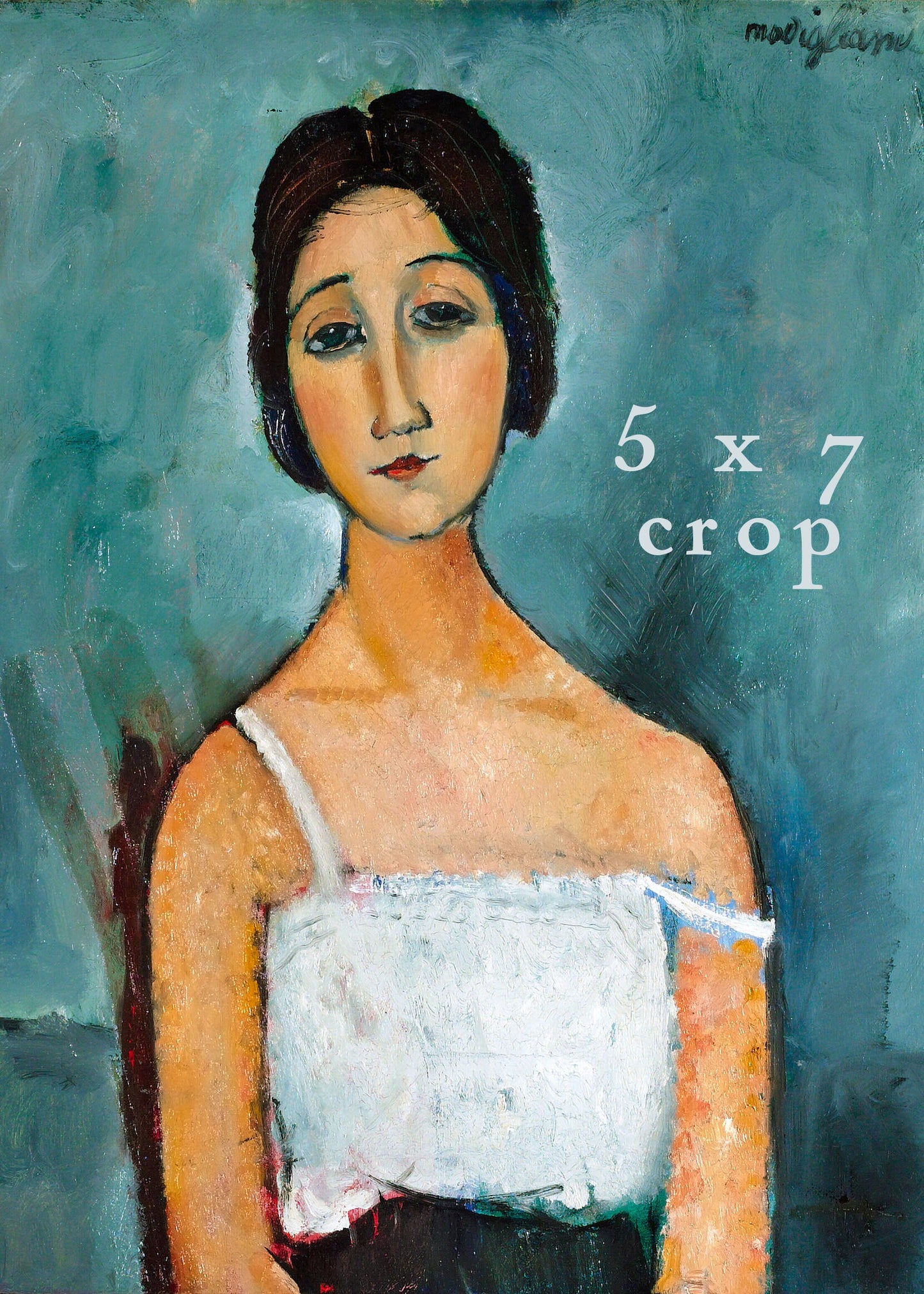 Retrato de mujer morena | Christina de Amedeo Modigliani | Pintura expresionista | Arte mural vintage moderno | Se adapta a un marco estándar