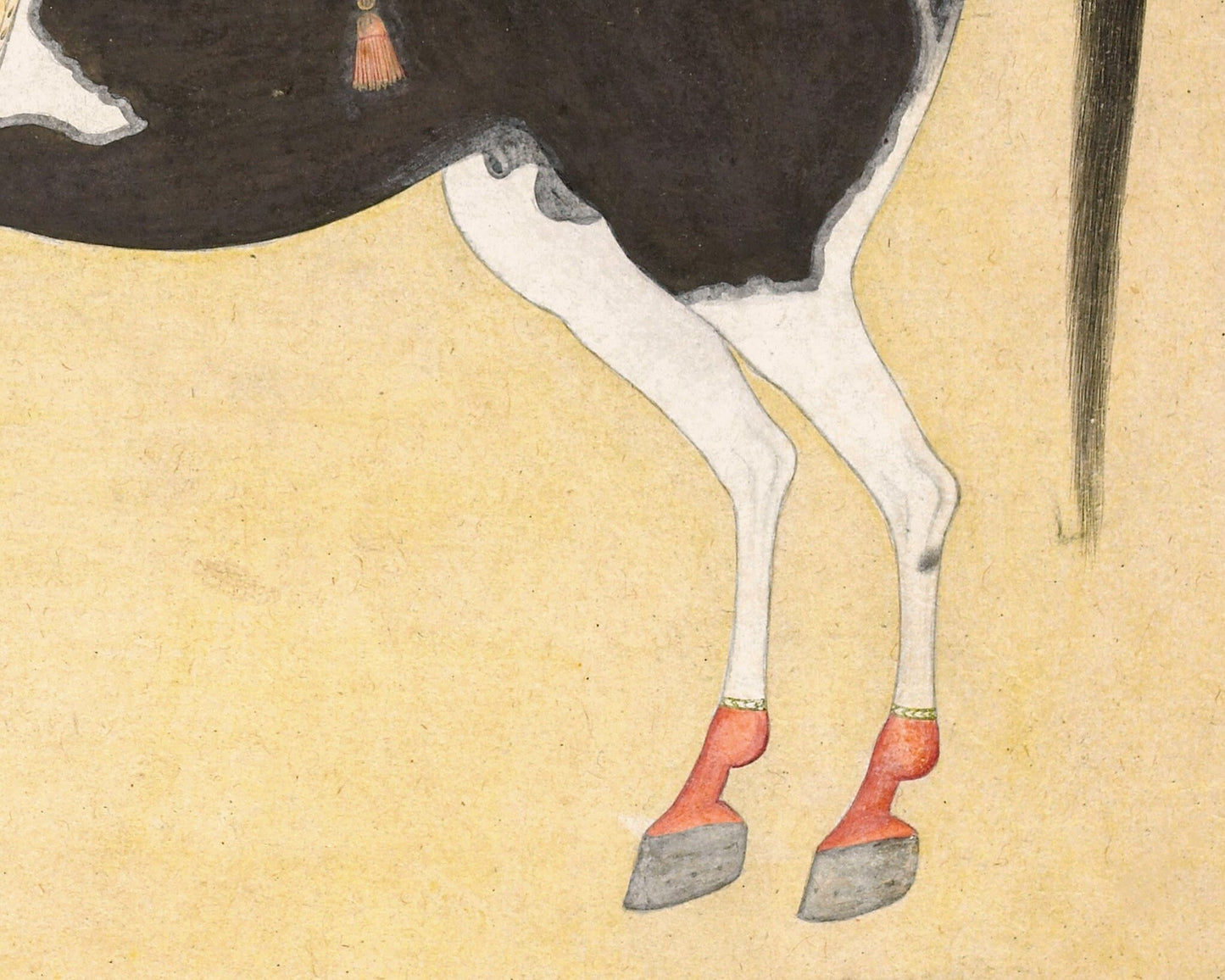 Impresión artística de un caballo | El corcel iraquí Jugaldan | Arte mural de animales | Caballo pinto y silla de montar | Artista indio | Bhavani Das | 1720