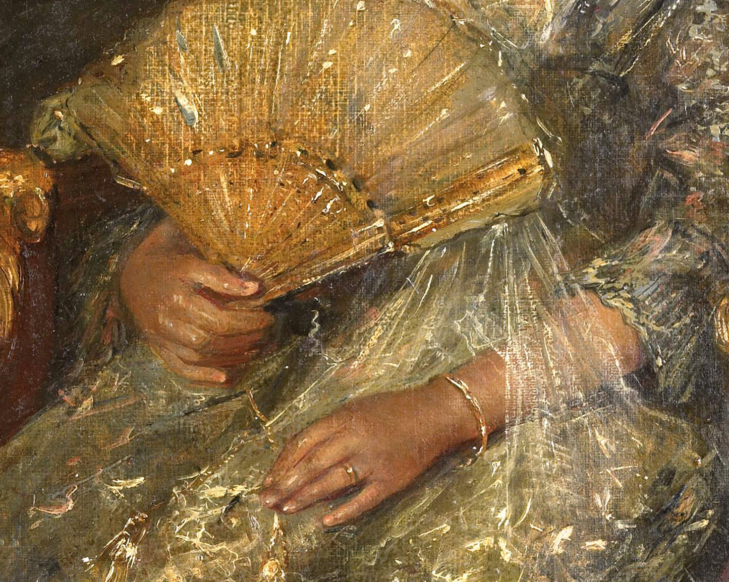 Victorian girl portrait | Young Woman with a Fan | African American wall art | Vintage painting of a Black child | Simon Maris