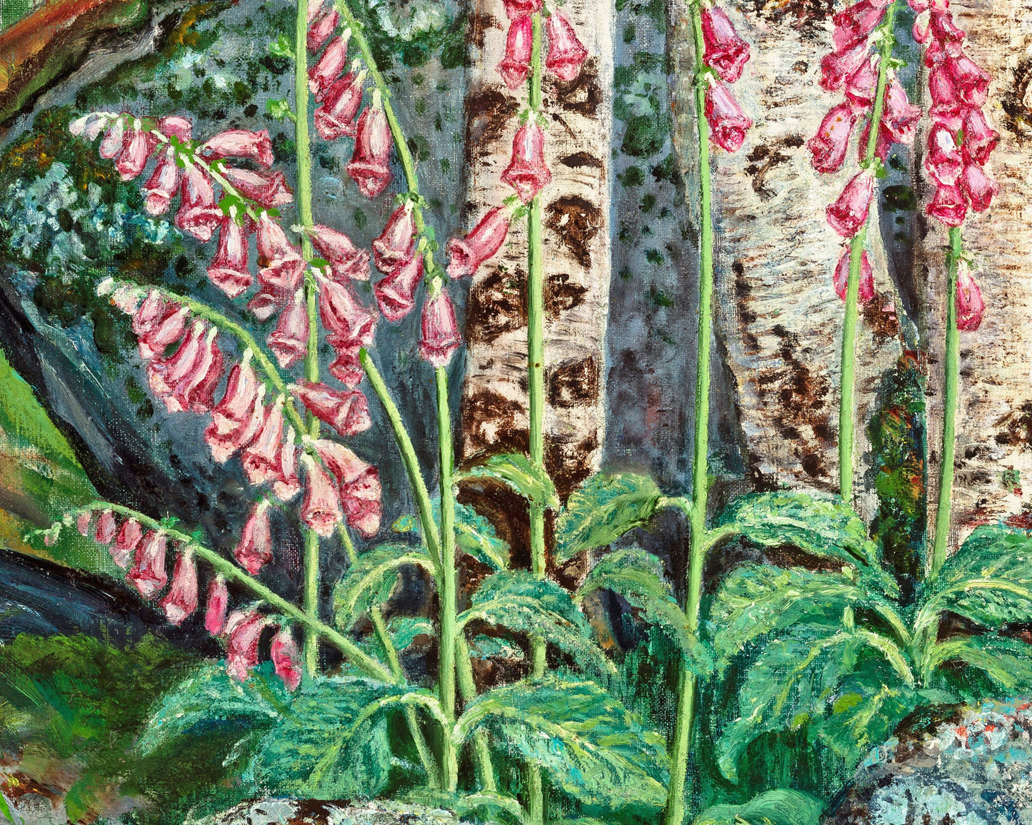 Lámina de arte de bosque vintage | Dedaleras | Mujeres recogiendo bayas | Arte mural de árboles y naturaleza | Bellas artes de Nikolai Astrup