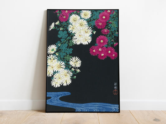 Ohara Koson - Lámina artística japonesa de crisantemos, decoración del hogar, arte de pared