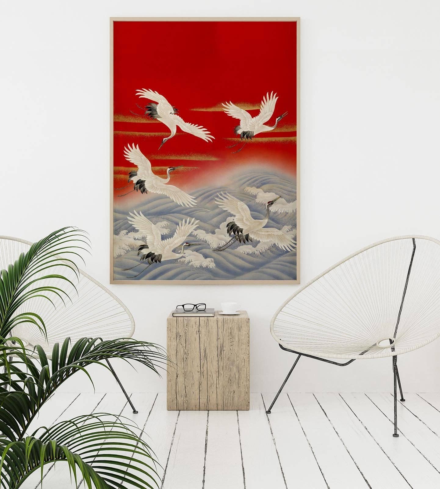 Crane Over Waves Kimono Poster