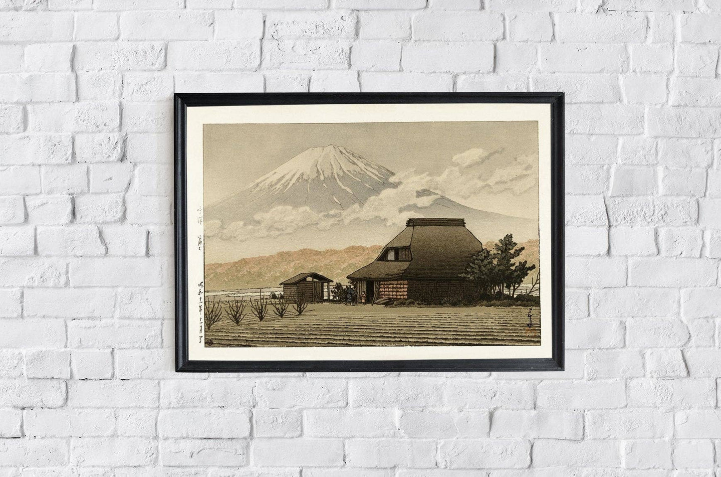 Fuji from Narusawa village by Hasui Poster