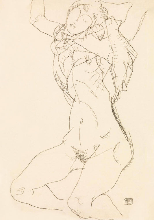 Mujer desnudándose de Egon Schiele