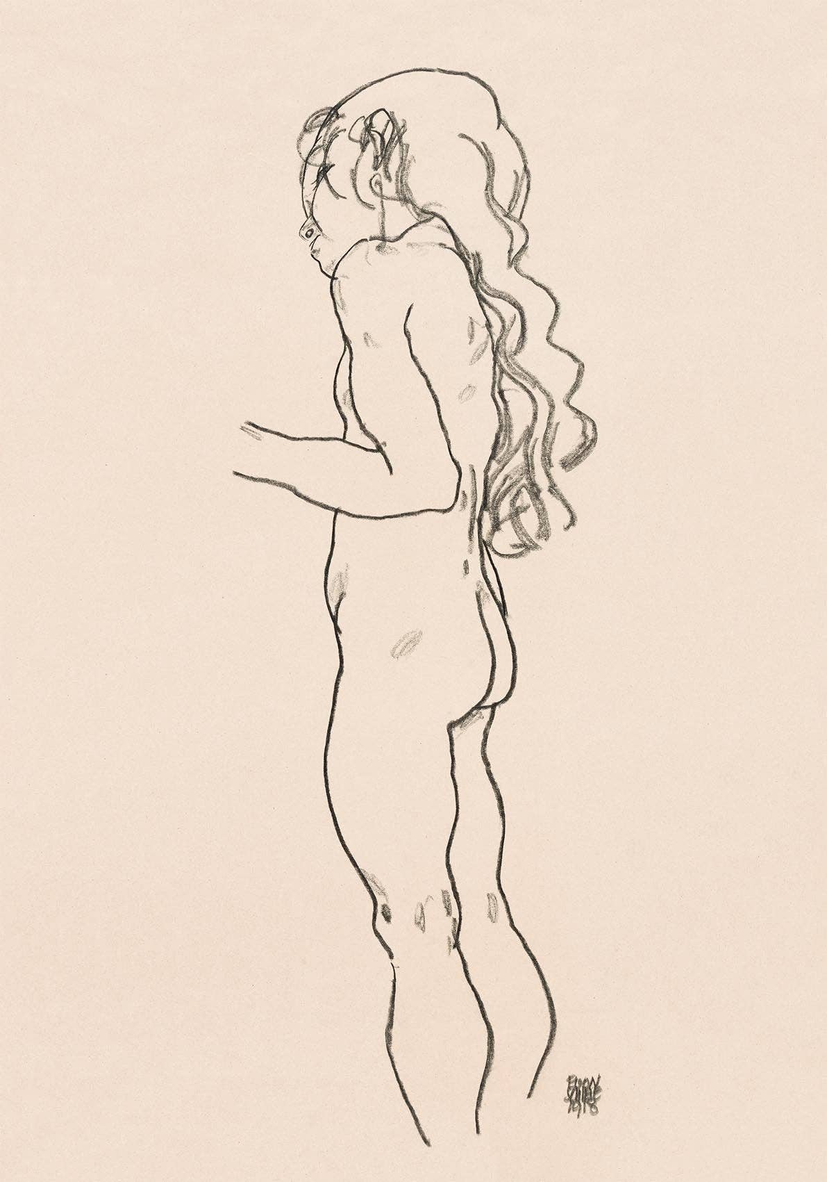 Standing Nude Girl by Egon Schiele