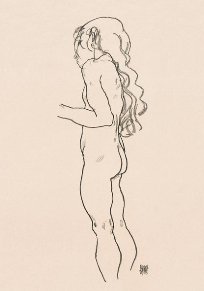 Chica desnuda de pie, de Egon Schiele