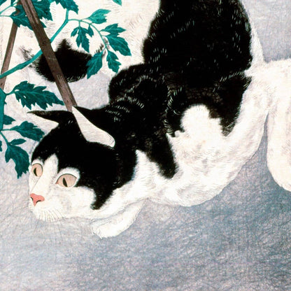 Gato con planta de tomates de Takahashi Shōtei