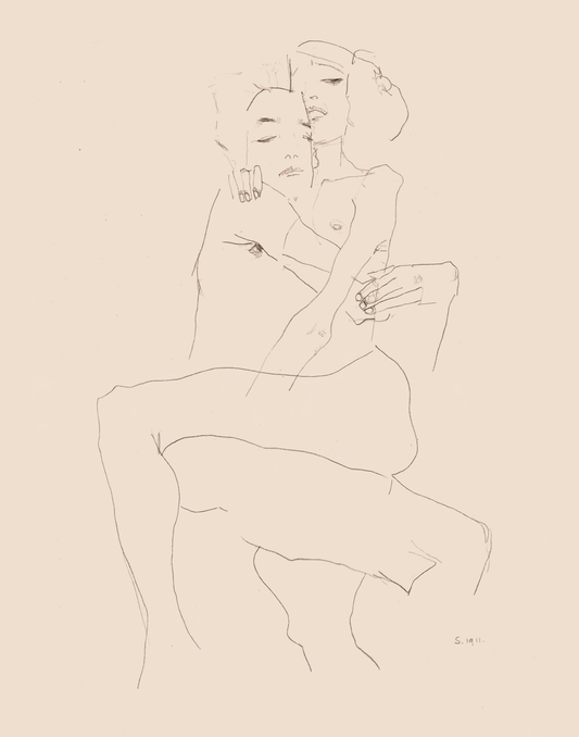 Couple Embracing Art Print by Egon Schiele