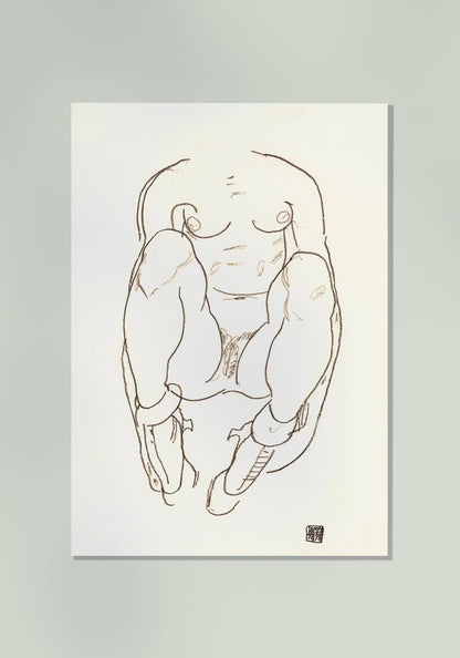 Torso de mujer sentada con botas de Egon Schiele