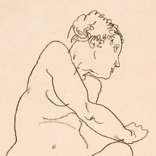 Desnudo femenino inclinado hacia la izquierda, de Egon Schiele