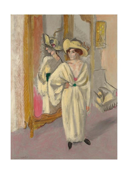 Femme en blanc debout devant une glace (1918-1919)