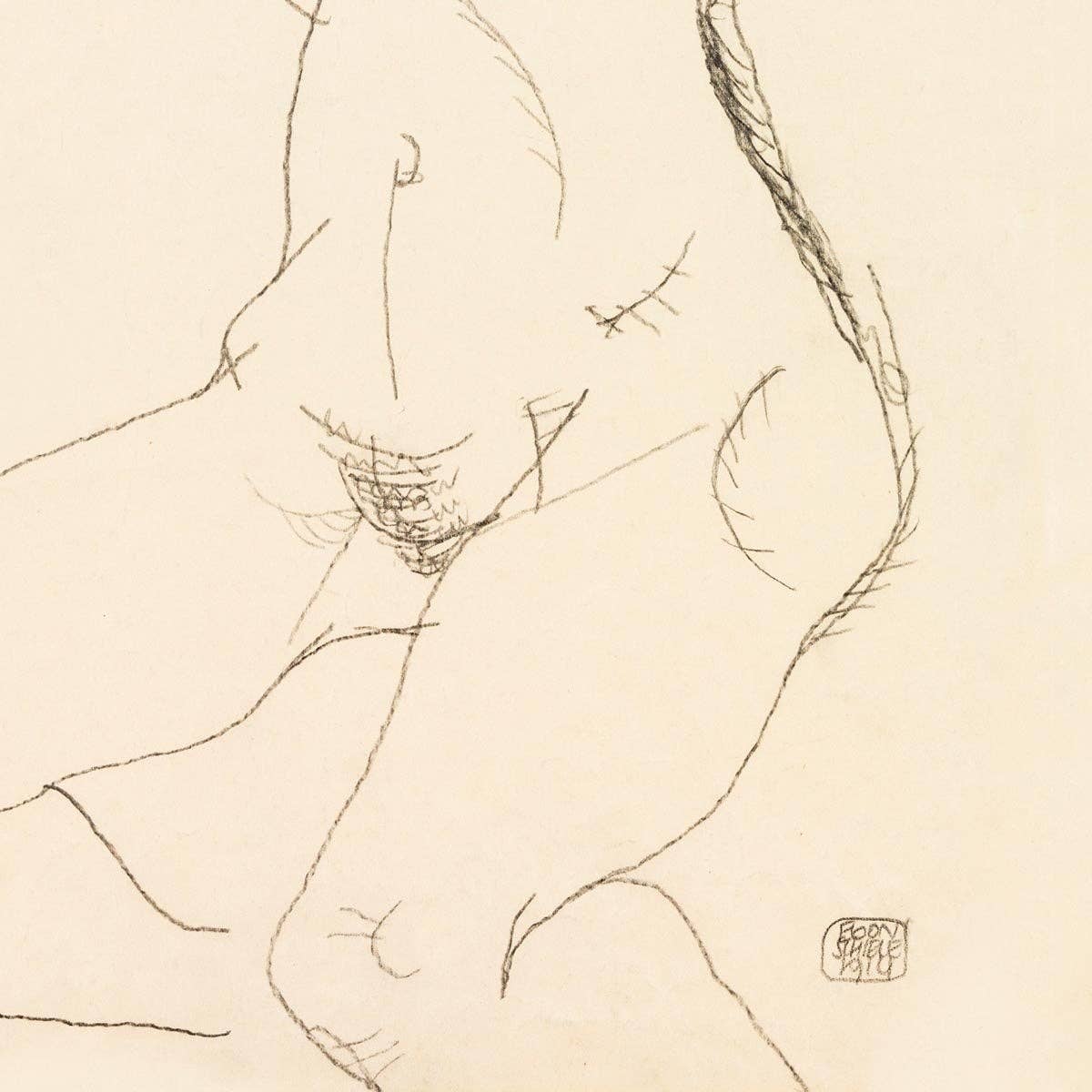 Woman undressing by Egon Schiele