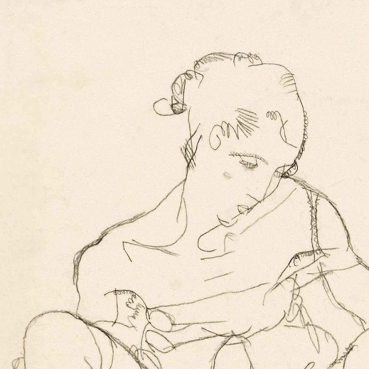 Seated Woman in Chemise by Egon Schiele