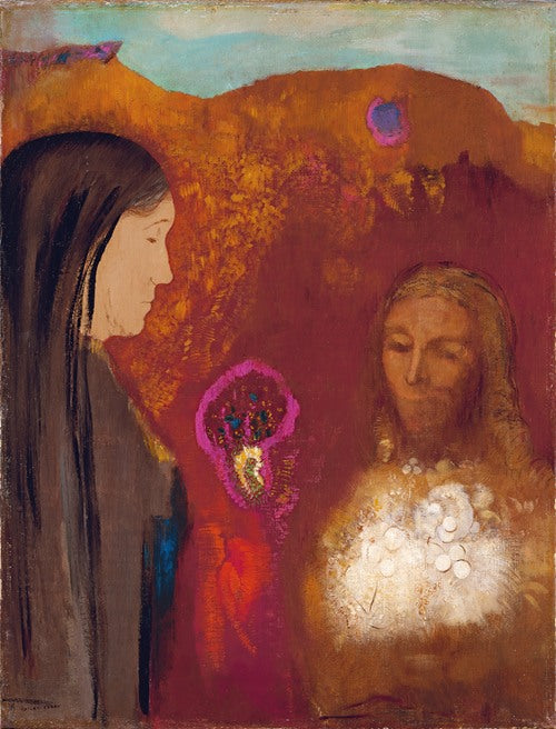 Christ and the Samaritan Woman (The White Flower Bouquet) (ca. 1895)  by Odilon Redon