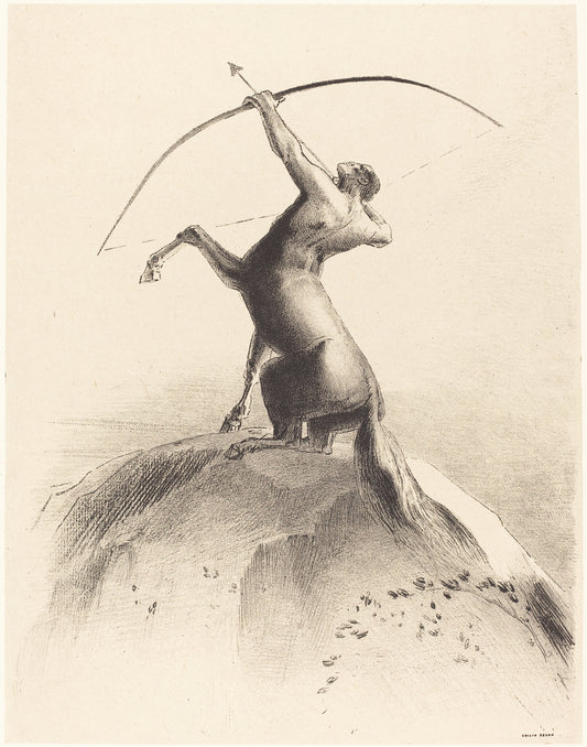 Centaur visant les Nues (Centauro apuntando a las nubes) (1895) de Odilon Redon