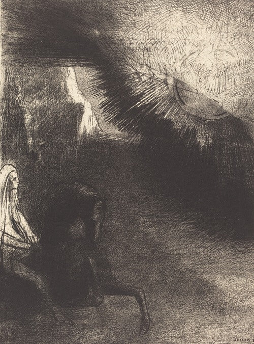 Pélerin du monde sublunaire (Peregrino del mundo sublunar) (1891) de Odilon Redon