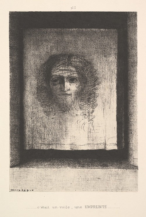 Un velo, una imagen impresa (1891) de Odilon Redon