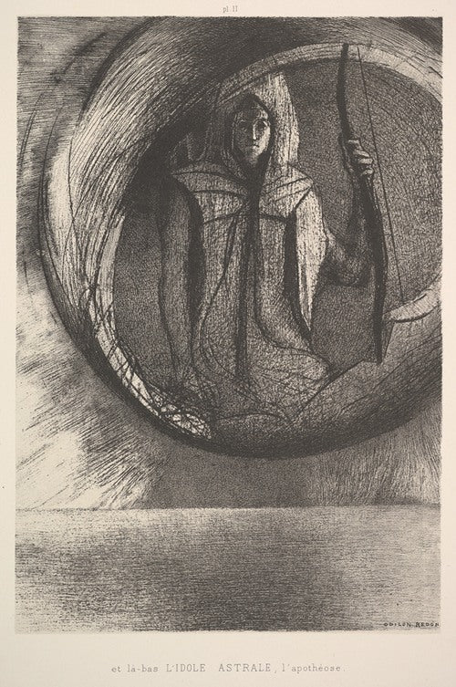 And over there, the Astral Idol, the Apotheosis (1891)  by Odilon Redon