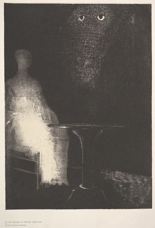 Below, I saw the vaporous contours of a human form (1896)  by Odilon Redon