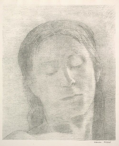 Ojos cerrados (1890) de Odilon Redon