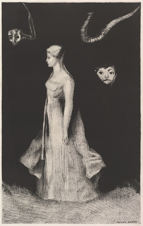 El fantasma (1893-1894) de Odilon Redon