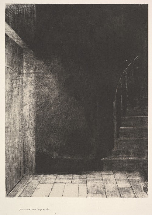 I saw a flash of light, large and pale (1896)  by Odilon Redon