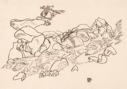 Mountain Stream by Egon Schiele