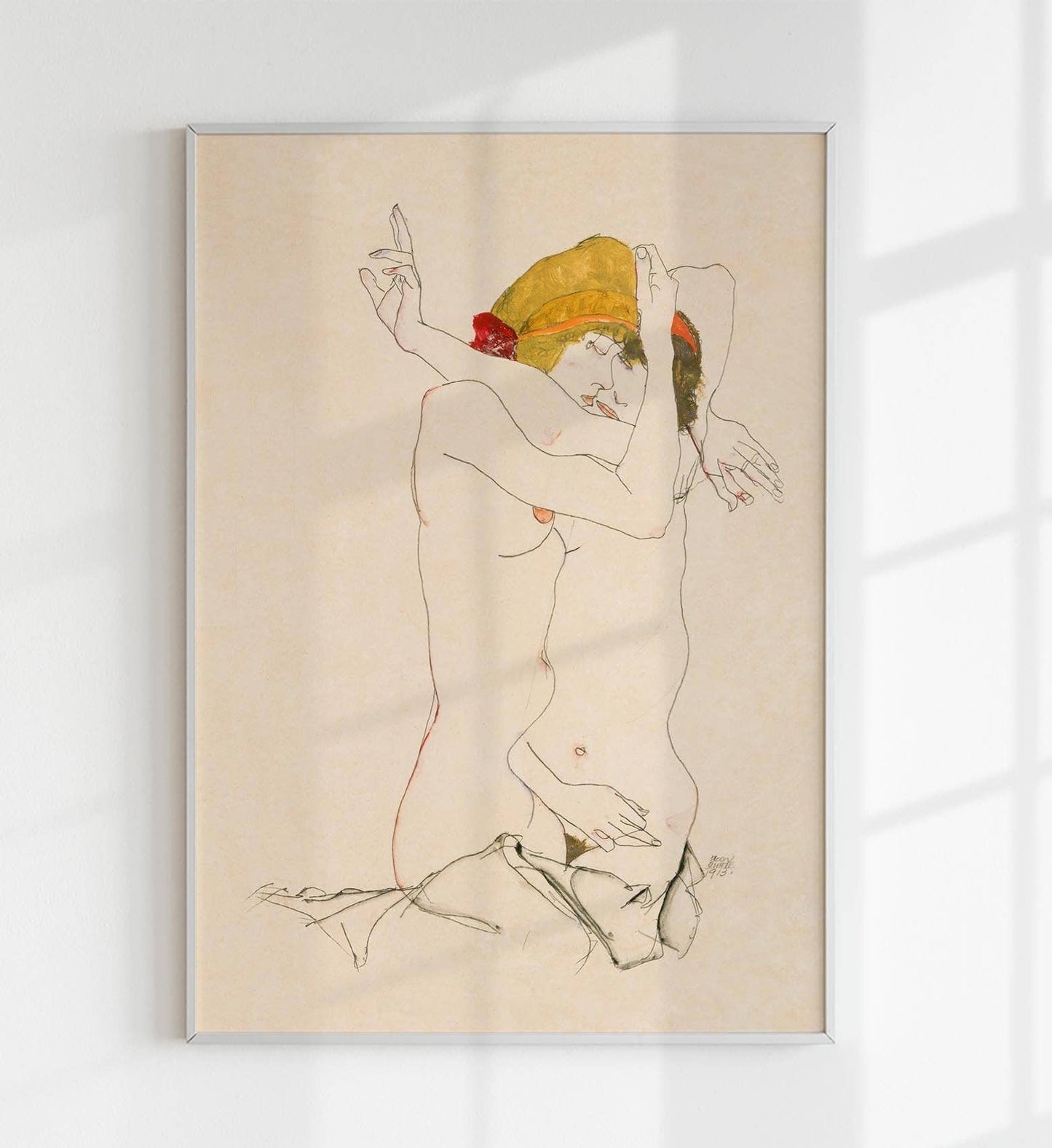 Two Women Embracing by Egon Schiele