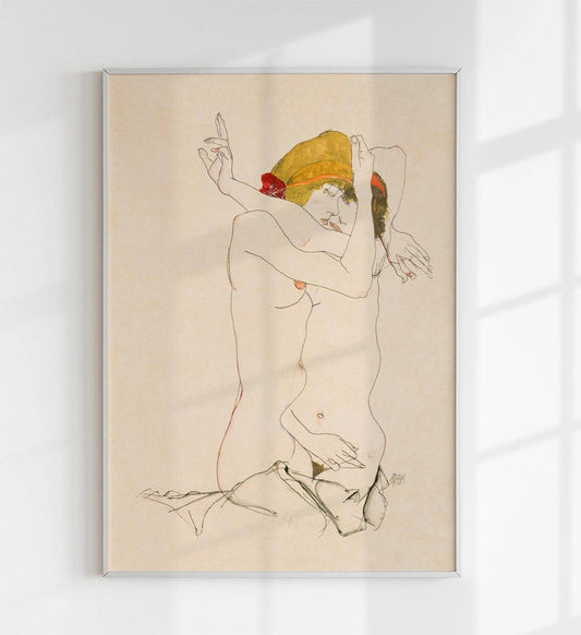 Dos mujeres abrazándose de Egon Schiele