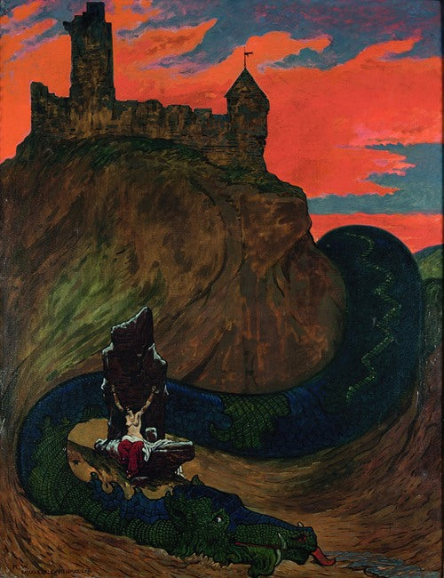 Fantasy Dark Castle Bajka o królewnie i smoku (between 1904 and 1908)  by Marian Wawrzeniecki - Digital Download Wall Art