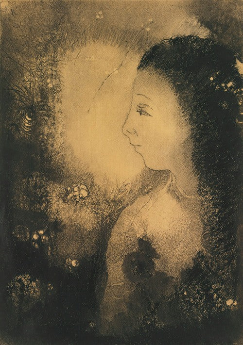 Profil De Femme Avec Fleurs (circa 1890)  by Odilon Redon