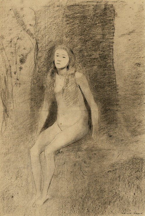 La jeune songeuse (hacia 1870-1875) de Odilon Redon