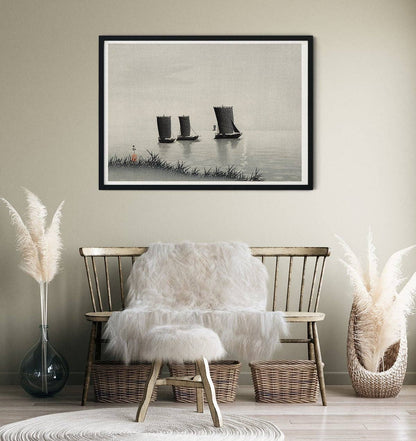Póster Barcos de pesca de Ohara Koson