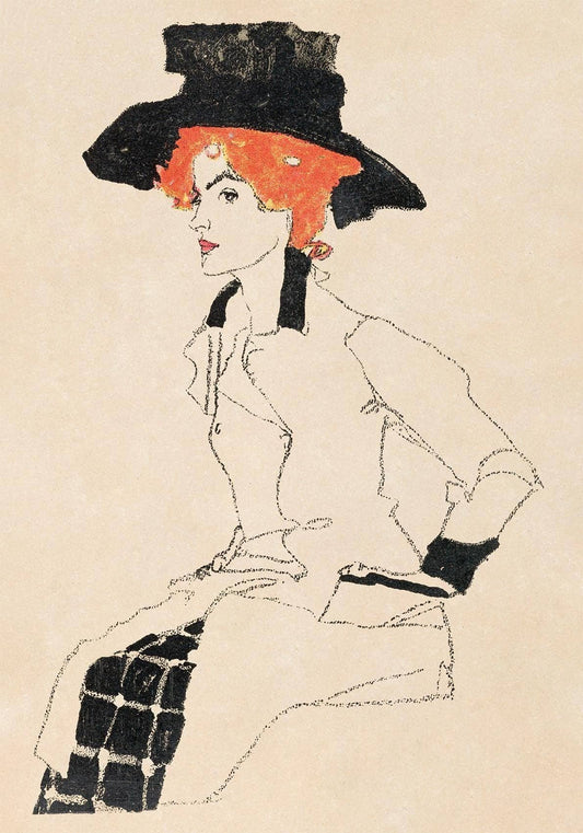 Retrato de una mujer con sombrero de Egon Schiele