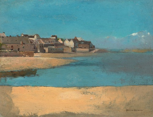 Pueblo a orillas del mar en Bretaña (hacia 1880) de Odilon Redon