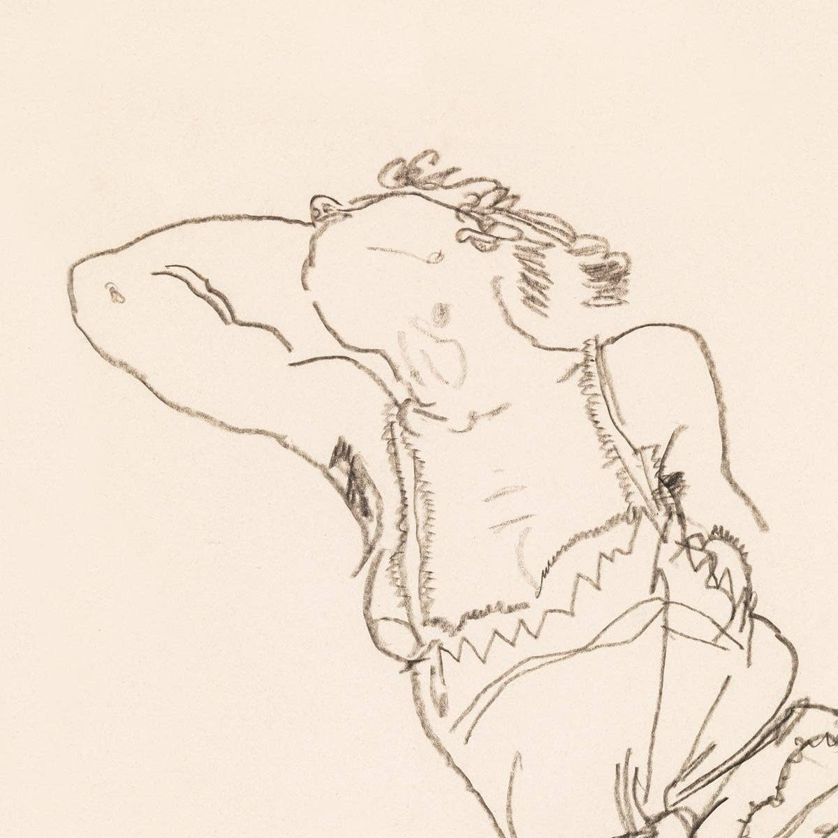 Reclining Model in Chemise and Stockings by Egon Schiele