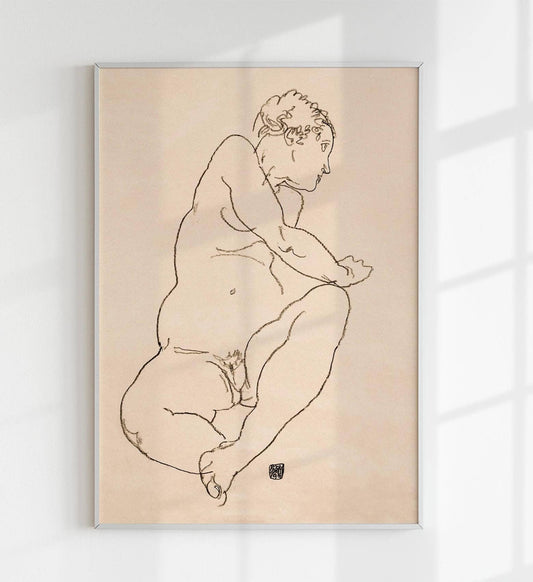 Desnudo femenino inclinado hacia la izquierda, de Egon Schiele