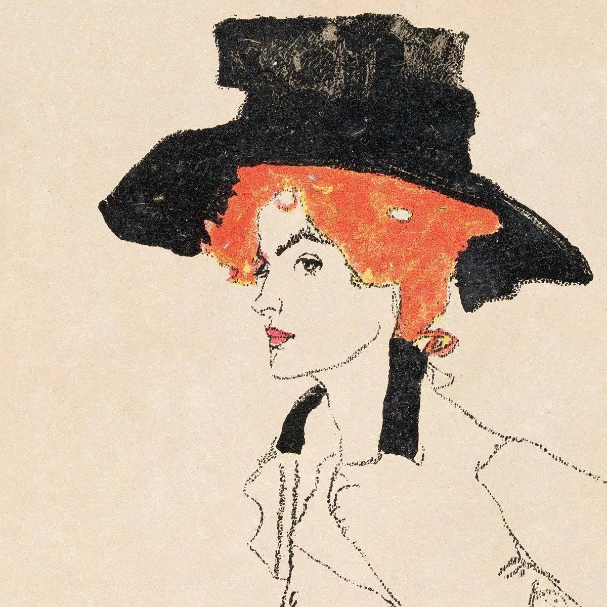 Portrait of a Woman in a hat by Egon Schiele