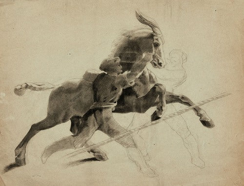 Cheval emballé d’après Géricault  by Odilon Redon