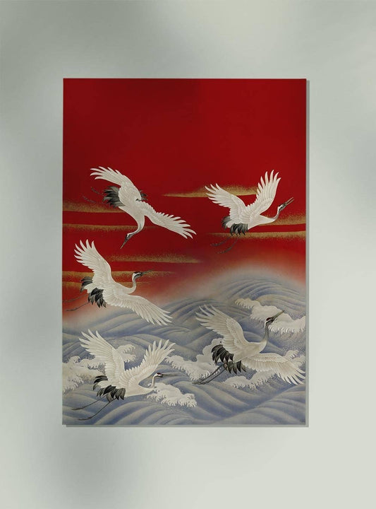 Crane Over Waves Kimono Poster