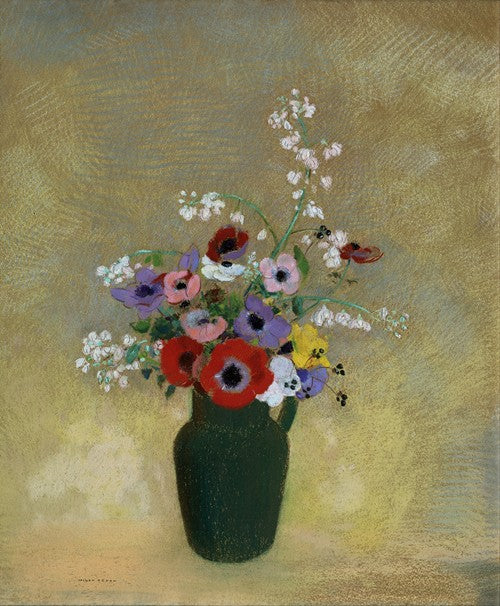 Gran jarrón verde con flores variadas (1910-1912) de Odilon Redon