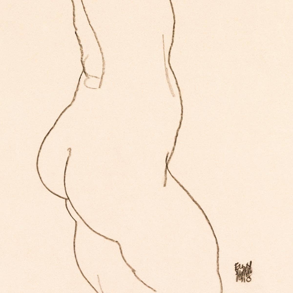 Naked Woman, Back View by Egon Schiele