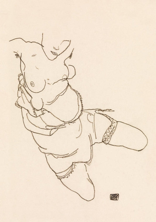 Modelo semidesnuda de Egon Schiele