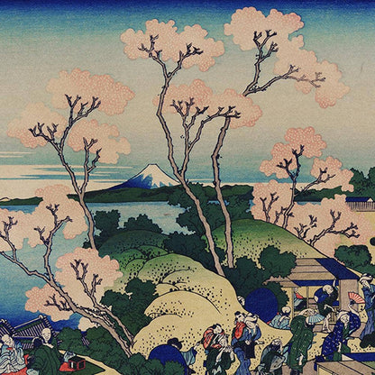 Flor de cerezo Goten-Yama Hill, Shinagawa en el Tokaido por Hokusai Póster