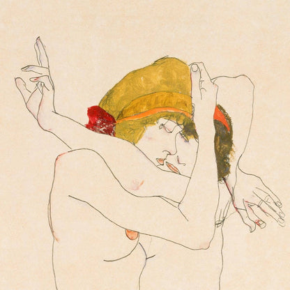 Dos mujeres abrazándose de Egon Schiele