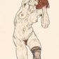 Nude in Black Stocking by Egon Schiele