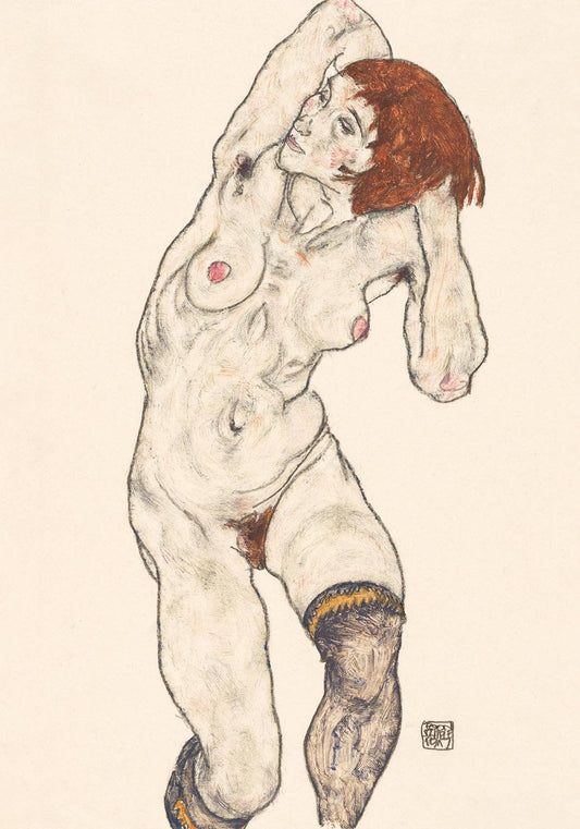 Desnudo con medias negras de Egon Schiele